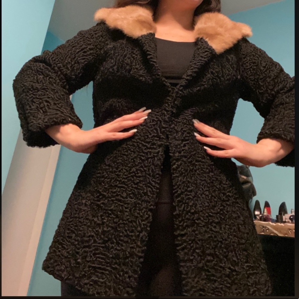 Persian Lamb with Mink Collar Coat